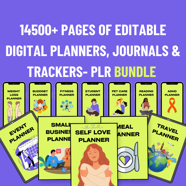 (NOW ON SALE) 14500+ Pages PLR Editable Planners, Journals, And Trackers- Printable with Resell Rights